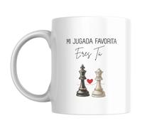 Taza romántica de cerámica “Mi jugada favorita eres tú” diseño de Ajedrez | Taza para enamorados San Valentín detalle original para pareja regalo aniversario regalo para desayuno y café