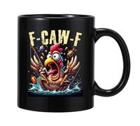 Taza Rooster Té - 12 oz de cerámica con detalle de dibujos animados, Morning Beverage Fun, Drinkware Accessory For Adults For Coffee Milk Hot Cocoa Work, Smooth Glaze Yellow Accent