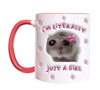 Taza Sad Hamster, 350 ml Funny Tea Cup, Coffee Ceramic Mug, Cute Hamster Coffee Mug, Beverage Drinking Cup, Literally Just A Girl Beverage Mug, Water Drinking Cup for Hot Cocoa, Wine, Milk