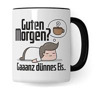 Taza sarcástica con texto en alemán "Guten Morgen?" Gaaanz FeinEis… Divertida idea de regalo para la oficina, regalo para colegas, amigos, amigas, amigas, pareja, muffel, taza de café (negro)