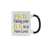 Taza sensible al calor de 325 ml que cambia de color - PhD Taking Your BS a un nuevo nivel, tazas de té novedosas de cerámica de graduación, regalos para graduados de doctorado, regalo de estudiante
