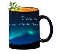 Taza sensible al calor que cambia de color, taza de café de cerámica que cambia de color, diseño de luces del norte, taza de café y té mágico que cambia de color, taza de cerámica para niños, niñas