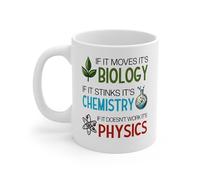 Taza Si Se Mueve, Es Biología; Si Apesta, Es Química; Si No Funciona, Es Física. Tazas De Café Elegante Mug Personalizada Tazas Para Oficina Cocina Desayuno 330Ml