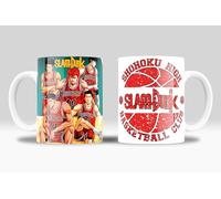 Taza Slam Dunk Merch - Regalo para fans de la serie Slam Dunk Anime (Hanamichi Sakuragi, Kaede Rukawa, Takenori Akagi) | Cerámica 350ml (Slam Dunk Logo Rojo)