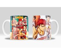 Taza Slam Dunk Merch - Regalo para fans de la serie Slam Dunk Anime - Taza anime con los protagonistas: Hanamichi Sakuragi, Kaede Rukawa, Takenori Akagi. | Cerámica 350ml (Slam Dunk Basket)