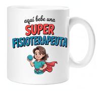 Taza SUPER FISIOTERAPEUTA - Regalo Original para FISIOTERAPEUTA | Taza de Cerámica 325ml con Diseño Superhéroe | Apta Microondas y Lavavajillas