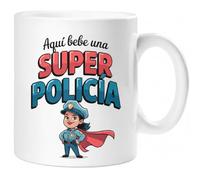 Taza SUPER POLICÍA - Regalo Original para POLICÍA | Taza de Cerámica 325ml con Diseño Superhéroe | Apta Microondas y Lavavajillas