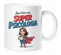 Taza SUPER PSICÓLOGA - Regalo Original para PSICÓLOGA | Taza de Cerámica 325ml con Diseño Superhéroe | Apta Microondas y Lavavajillas