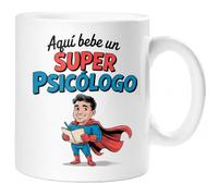 Taza SUPER PSICÓLOGO - Regalo Original para PSICÓLOGO | Taza de Cerámica 325ml con Diseño Superhéroe | Apta Microondas y Lavavajillas