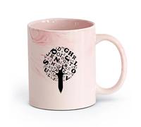 Taza, Taza Café/Té Árbol del alfabeto Rama Educación Escuela Estudiando （11oz/320ml） Regalo divertido para amantes del café, mejores amigos del trabajo, compañeros trabajo y amigos Rosa mármol