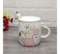 Taza Taza De Café Regalo Taza De Café Creativa De Ratón De Dibujos Animados De 400 Ml Con Tapa, Cuchara, Cerámica, Tazas De Animales, Artículos Para Beber, Café, Leche, Tazas De Té, Regalos Novedos