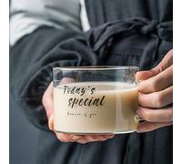 Taza Taza De Café Regalo Taza De Vidrio Con Letras Creativas De 500 Ml, Cinturón Grande Con Taza De Jugo Taza De Té De Oficina Taza De Postre Taza De Desayuno De Avena Taza De Bebida De Leche, 02