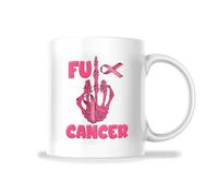Taza Te Nique Le Cancer, Doigt D'Honneur, Squelette, Ruban Roses, Cancer Du Sein Resistente Taza Desayuno Divertido Taza De Porcelana Para Oficina Decorar Té