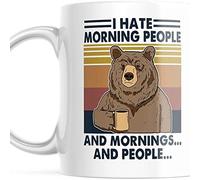 Taza Te Oso, Odio A La Gente De La Mañana, Las Mañanas Y La Gente Vintage Taza Cerámica Resistente A Lavados Taza De Café De Cerámica Taza Café Para Uso Diario Idea De Regalo 330Ml