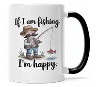 Taza Te Pêcheur Si Je Pêche, Je Suis Heureux Con Asa Taza Café Diseño Taza De Porcelana Para Recuerdos Leche Oficina