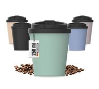 Taza térmica Coffee to Go de plástico orgánico, 250 ml, libre de BPA y 100% reciclable, fabricada en Alemania, taza de café con tapa, taza de café para oficina, coche, escuela y mucho más (menta)