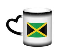 Taza térmica con estampado de bandera de Jamaica que cambia de color, color negro a blanco, para café, té, oficina en casa