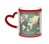 Taza térmica de color negro a blanco con diseño de mapa del mundo, diseño de mapa del mundo, para café, té, oficina en casa