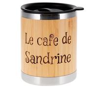 Taza térmica de madera con texto personalizado - Taza de bambú sin asa con texto a grabar - Taza térmica de madera personalizada