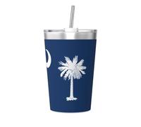 Taza térmica de paja cónica con impresión de la bandera de Carolina del Sur, taza de paja aislada, perfecta para uso en el gimnasio o para llevar contigo