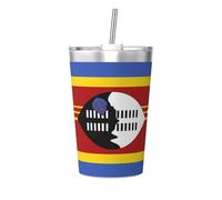Taza térmica de paja cónica con impresión de la bandera de Swazilandia, taza de paja aislada, perfecta para uso en el gimnasio o para llevar contigo