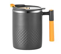 Taza térmica de viaje - Contenedor de vacío de metal de 15 oz, estructura de retención de calor, mango ergonómico, portabebidas antiderrames Longtail Palabra clave | Botella de bebida para t