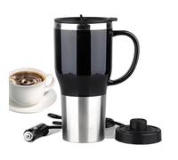 Taza térmica para coche, taza de viaje calentada | Calentador de café eléctrico 12 V - Taza de viaje eléctrica portátil, elegante hervidor de agua para coche con asa de 450 ml para coche al aire libre