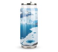 Taza termo de acero inoxidable con tapa y pajilla impresa del fiordo del glaciar de Alaska de 18 onzas apta para uso en el coche, viajes, fitness, actividades al aire libre, cafeterías, oficinas, uso