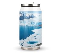 Taza termo de acero inoxidable con tapa y pajilla impresa del fiordo del glaciar de Alaska de 18 onzas apta para uso en el coche, viajes, fitness, actividades al aire libre, cafeterías, oficinas, uso