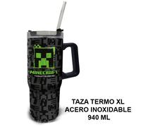 Stor S.L. Taza termo XL Minecraft Squared Pattern, acero inoxidable 940 ml