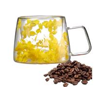 Taza transparente - Doble pared 200 ml | Diseño de flores secas taza de café resistente al calor que no se quema las manos, decoración floral - Complemento elegante y práctico, 7,5 x 9 x 9 x