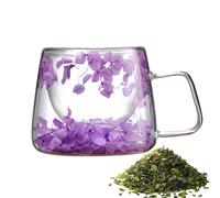 Taza Transparente Flores - Taza De Café Con Flore De 200 Ml | Tazas De Café De Primavera, Tazas De Flore Secas Con Asa, TazasCreativas De Flores Con Aislamiento De Doble Pared Para Cafeé, Té, Jugos
