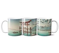 Taza Ukiyo-e Invierno en Miyajima Estampa Japonesa Japón Ceramica 330 mL