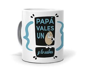 Taza Única | Taza Papá Vales un Huevo y Lo Sabes | Sorpresa Día del Padre | Frases Divertidas y Especiales para Papá | Taza para Café, Té o Infusiones | Apta Microondas y Lavavajillas Cerámica 350 ML