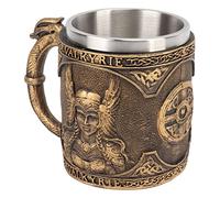 Taza Vikinga Cerveza Stein Tankard, Jarra de Resina de Acero Inoxidable Doble Capa Resistente a Altas Temperaturas Patrón Pirata Taza de Bebida para Cerveza y Cócteles