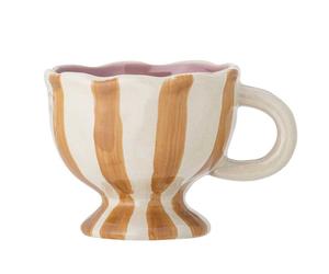 Taza Willa Marrón Blanca Rayas Con Asa Vaso 215 Ml Cerámica