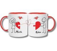TAZALAND | Pack de Tazas Para Parejas | Diseño Hilo Rojo | 350 ml | Tazas Originales | Regalo Aniversario Pareja | Tazas Originales Para Regalo | Regalos Originales Para Parejas (ROJO)