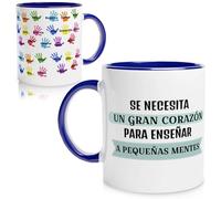 TAZALAND | Taza Personalizada para Profesores | Azul - 350 ml | Regalo Original Fin de Curso | Taza Recuerdo con Huellas de Alumnos | Detalle Maestra Infantil y Primaria