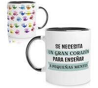 TAZALAND | Taza Personalizada para Profesores | Negra - 350 ml | Regalo Original Fin de Curso | Taza Recuerdo con Huellas de Alumnos | Detalle Maestra Infantil y Primaria