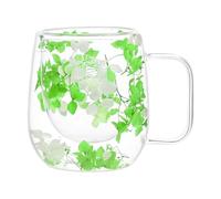 Tazas aisladas de vidrio - Vaso de flores secas de doble pared para té, café y | Taza de aislamiento térmico transparente con mango, taza de vidrio para beber de 200 ml para agua, bebidas frías