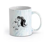 Tazas con Asas Cómodas Chica guerrera con espada, atractivo sexual, cuerpo （11oz/320ml） Regalo divertido para amantes del café, mejores amigos del trabajo, compañeros trabajo y amigos Azul mármol