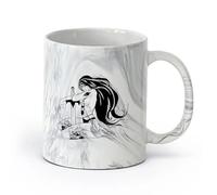 Tazas con Asas Cómodas Chica guerrera con espada, atractivo sexual, cuerpo （11oz/320ml） Regalo divertido para amantes del café, mejores amigos del trabajo, compañeros trabajo y amigos Negro mármol