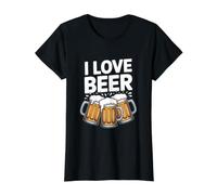 Tazas con Texto en inglés I Love Beer Cheers Fun Enthusiast Camiseta gráfica económica, Mujer, Negro, M