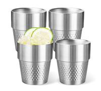 Tazas de acero inoxidable, 4 piezas 300 ml, taza de acero inoxidable, antideslizante, taza de metal apilada para viajar, ccamping, al aire libre