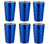 Tazas de agua de acero inoxidable de doble pared de 330 ml, paquete de 6 tazas apilables para disfrutar de bebidas al aire libre e interior (azul)