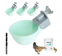 Tazas de agua para pollos (paquete de 4), regadera automática para pollos, sistema anti-fugas, contiene un 50% más de agua, adecuado para pollitos, pollos, patos, codornices, pavos