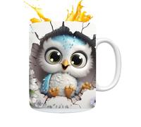 Tazas De Búho 3D - Taza De Café De Cerámica Con Forma De Búho De 350 Ml | Linda Taza De Animal Con Asa Para Bebidas Frías Y Calientes | Decoración De Búhos De Cerámica De 11 Oz Regalo Divertido Para N