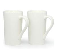 Tazas de caf grandes de 20 oz de 20 oz m007 copa de cermica alta lisa con mango para pap set de 2 blancos