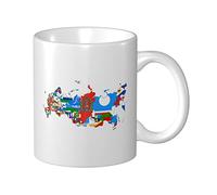 Tazas De Café 330Ml Bandera De Rusia Taza Regalo Divertidas Taza Personalizada Gracioso Tazas De Desayuno Para Abuelos, Oficina, Padres