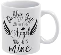Tazas de café coleccionables de "Daddy's Girl", "I Used To Be His Angel Now He's Mine", novedosas tazas de café de cerámica con impresión de doble cara para mamá, papá, amigo, esposa, esposo, regalo d